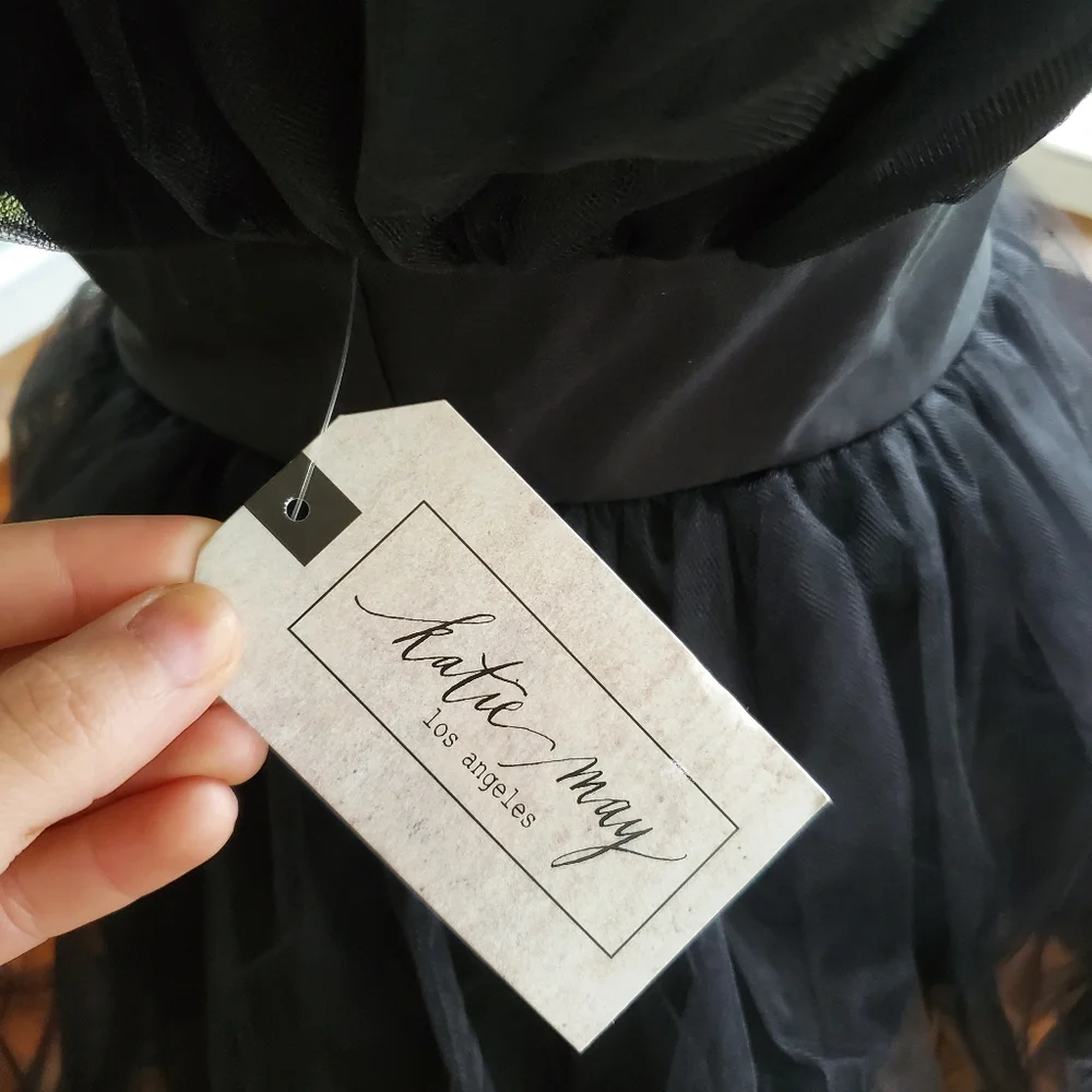 Katie May Elle tulle mini dress black strapless layered poofy size small - Picture 6 of 10